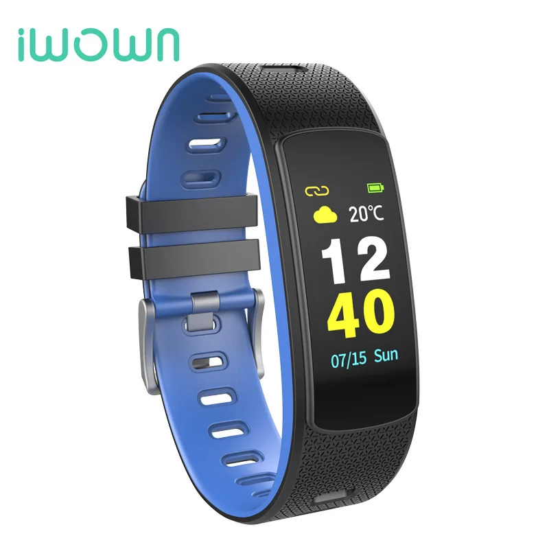 I6HRC-Blue IWOWN I6 HR C умный браслет с цветным экраном и монитором сердечного ритма, умный браслет, спортивный браслет, Bluetooth 4,2, фитнес-трекер - Цвет: I6HRC-Blue