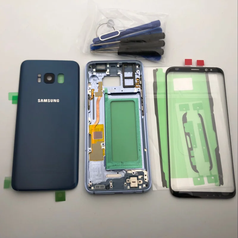 S8+ чехол с полным корпусом, задняя крышка+ передняя стеклянная линза+ средняя рамка для samsung Galaxy S8 Plus G955 G955F G955FD G955F/DS