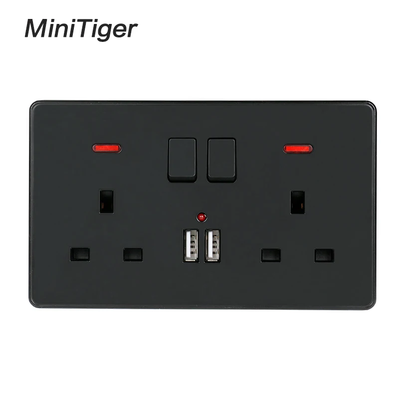 Настенная розетка Minitiger двойная стандарта Великобритании 2 1 А двойной usb порт для