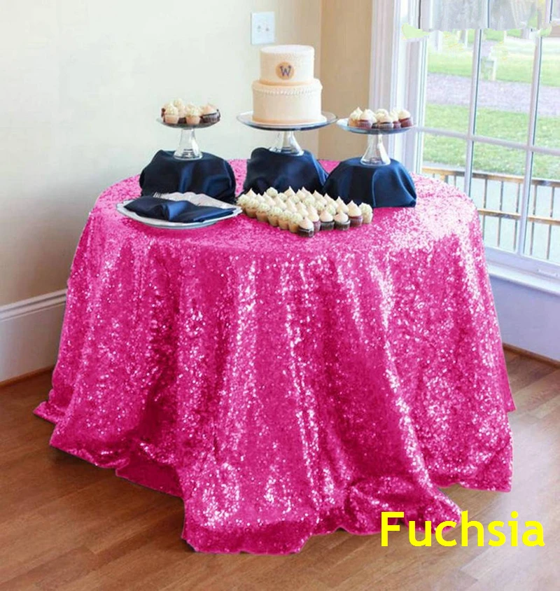 B·Y 72inch-180cm Round Sequin Tablecloth Pink Gold Sequin Table Cover for Christmas Party Wedding decor-9531