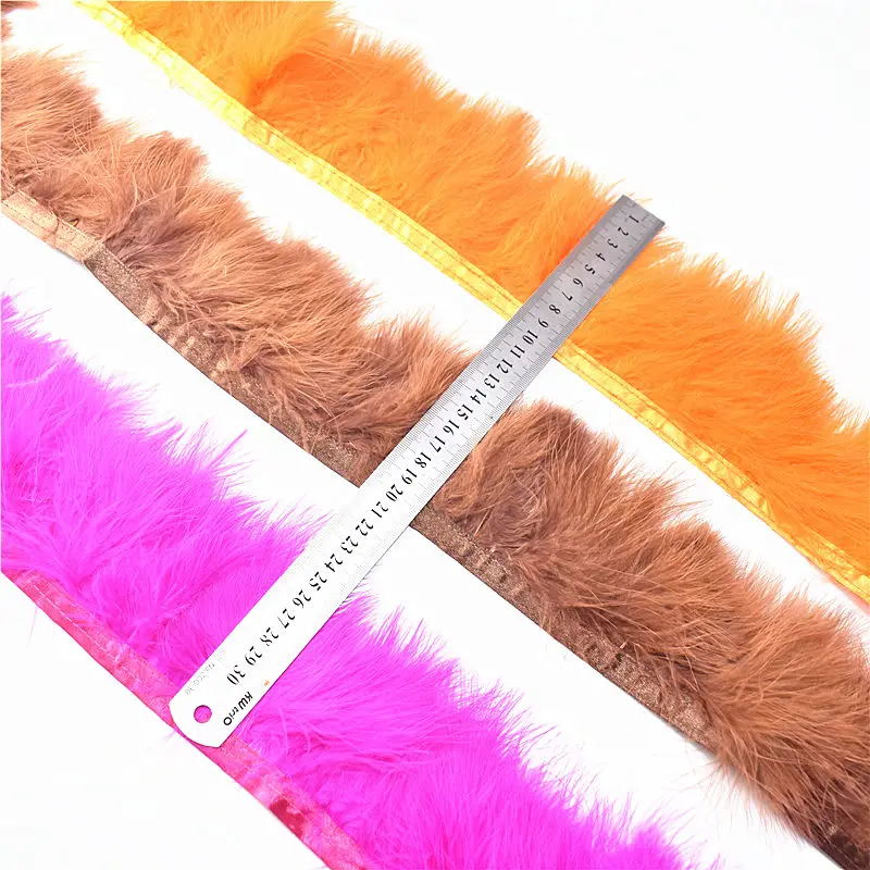 1 ярд пушистые перья марабу планки 8-10 см лента полосатый рост индейки для поделок