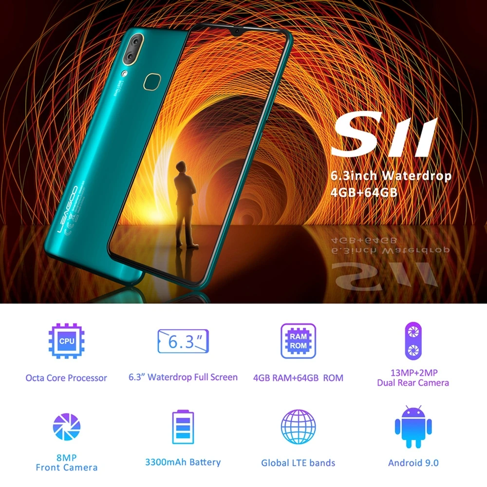 Leagoo S11 Смартфон Android 9 0 мобильный телефон 6 3 ''экран капли воды MT6762 Helio P22