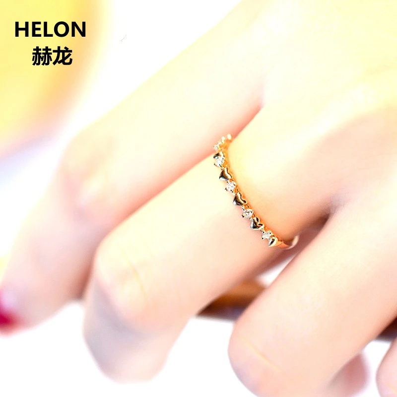 Кольцо из розового золота 14 к обручальное кольцо с натуральными бриллиантами