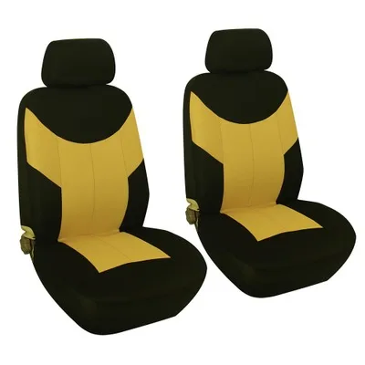 yellow Blak 2 Seats Универсальные новые чехлы для передних сидений автомобиля для четырех сезонов, чехлы для автомобильных сидений, дешевые чехлы для стула, защита 2/5 сидений, 1 комплект - Название цвета: yellow Blak 2 Seats