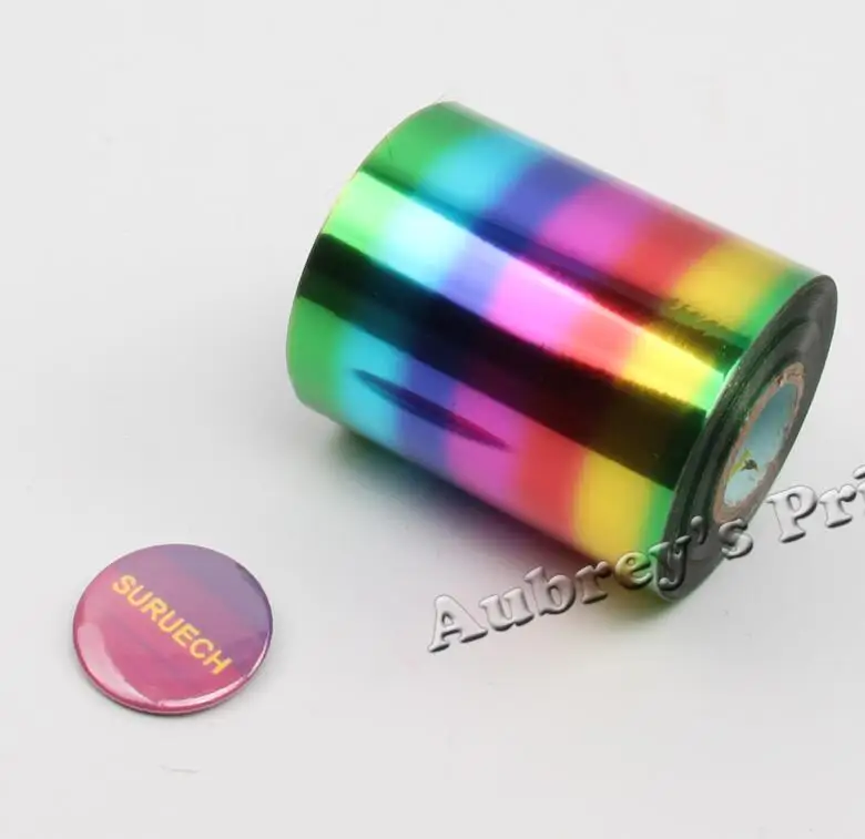 Rainbow 80 мм x 120 м золотой розовый серебряный лазер черный золотой красный синий фольга горячего тиснения теплопередача салфетка золочение ПВХ визитная карточка тиснение - Цвет: Rainbow