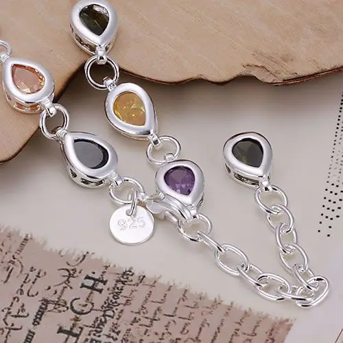 Женский браслет из серебра 925 пробы с камнями|bracelet usb flash drive|bracelet messagebracelet double |