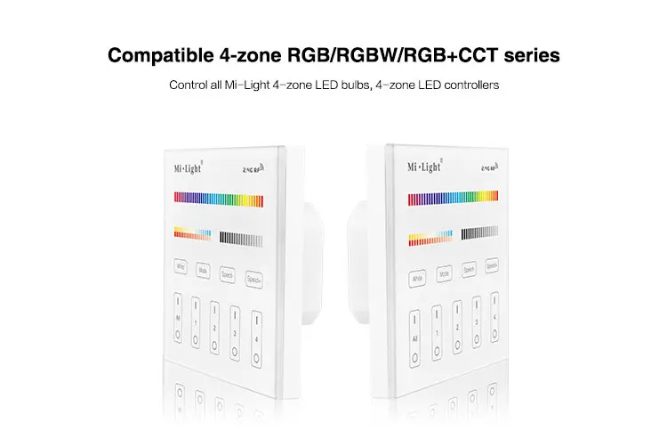 Milight AC 180-240 V 220 V T1 T2 T3 T4 4-Zone 2,4 GHz беспроводная сенсорная смарт-панель контроллер RGBW RGB+ CCT Яркость затемнения