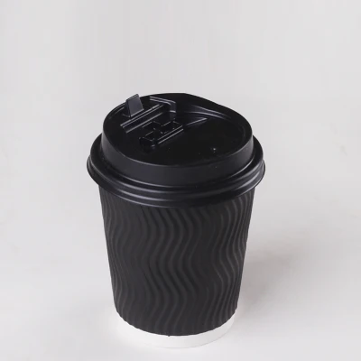 500x8 oz черные гофрированные бумажные стаканчики, трехслойные антиглажные бумажные стаканчики, утолщенные одноразовые бумажные стаканчики для кофе, чашки для горячих напитков - Цвет: Оливковый