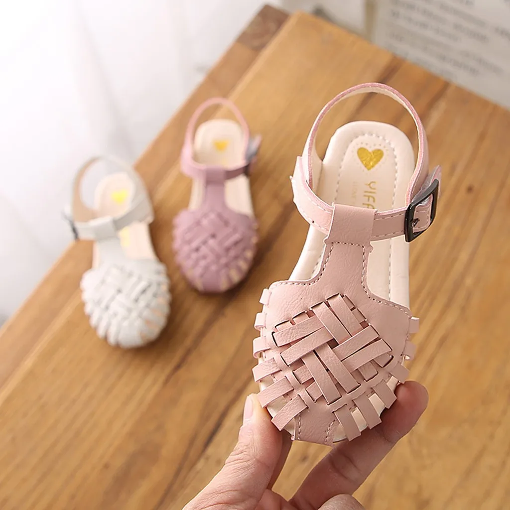 Детские сандалии для маленьких девочек Милые плетеные танцевальные туфли