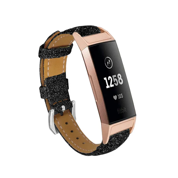 Блестящий кожаный ремешок для Fitbit Charge 3 сменный Браслет фитнес-браслета