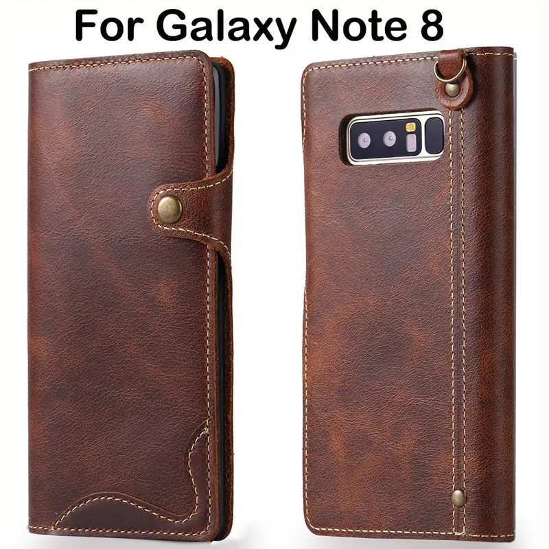 Роскошные из натуральной кожи Wallet чехол с ремешком для Samsung Galaxy Note 8 откидная