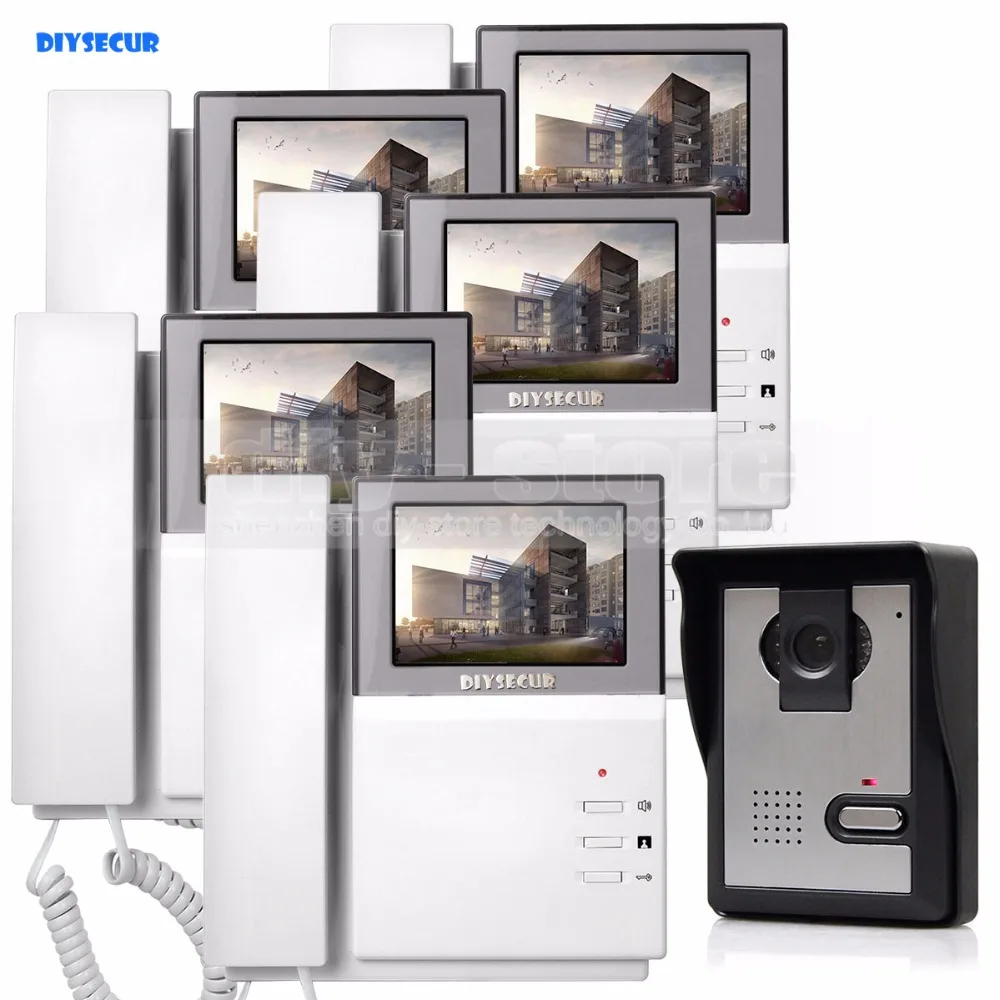 DIYSECUR 4,3 дюймов видеодомофон видео дверной звонок 600 TVLine ночного видения наружный блок для дома/офиса системы безопасности
