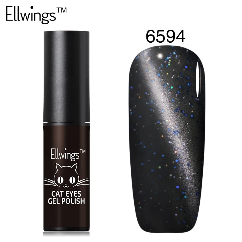 6594 Ellwings 6 мл Магнитный Гель-лак с эффектом "кошачий глаз" Светодиодный УФ замачиваемый Гель-лак Хамелеон магнитный гель лак для ногтей топ+ Базовое покрытие - Цвет: 6594