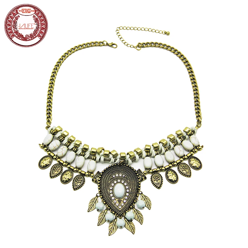 Halife марка богема стиль старинные лист шаблон себе ожерелье Форма вод падения