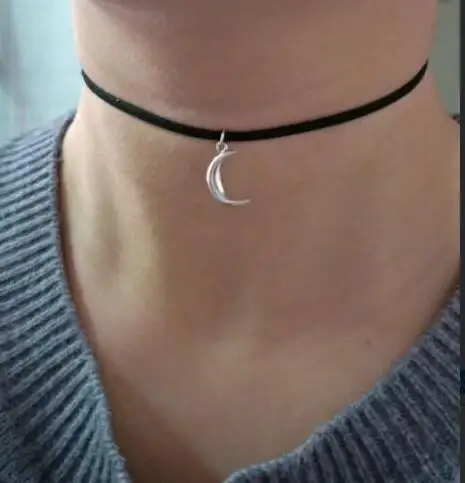 Новое кожаное бархатное короткое готическое ожерелье в форме сердца звезд Луны