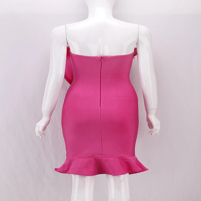 Leger Babe 2018 Sexy Women Bandage Dress Summer Strapless Cocktail Party Ruffles Off Shoulder Short Vestido Rose Red Black | Женская