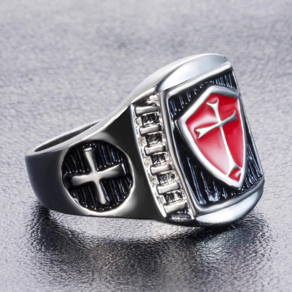 Silver color Zinc Alloy Men Ring Cross Red glaze Hip Hop Rings for Women Vintage Punk Fashion Jewelry 2018 New Arrival Hot Sale | Украшения