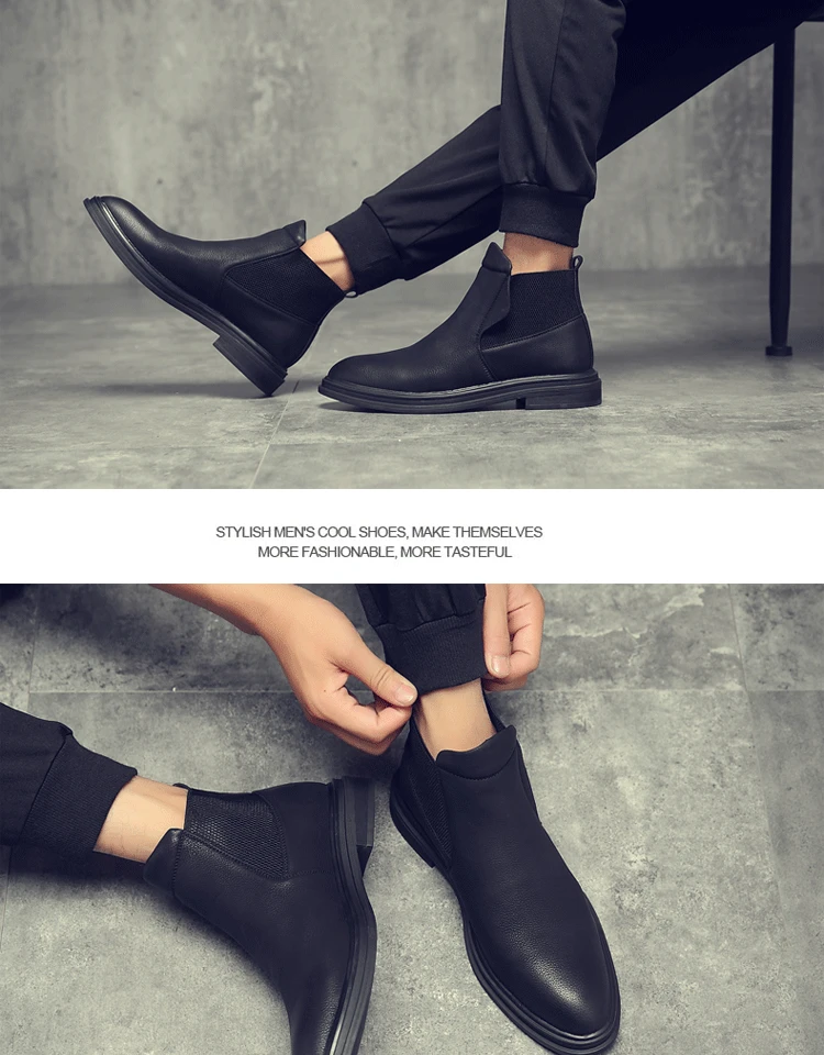 Boots Men Autumn Early Winter High Top Ankle Boots Pointed Toe Flock Nubuck Brand Winter Shoes Fashion Mens Boots