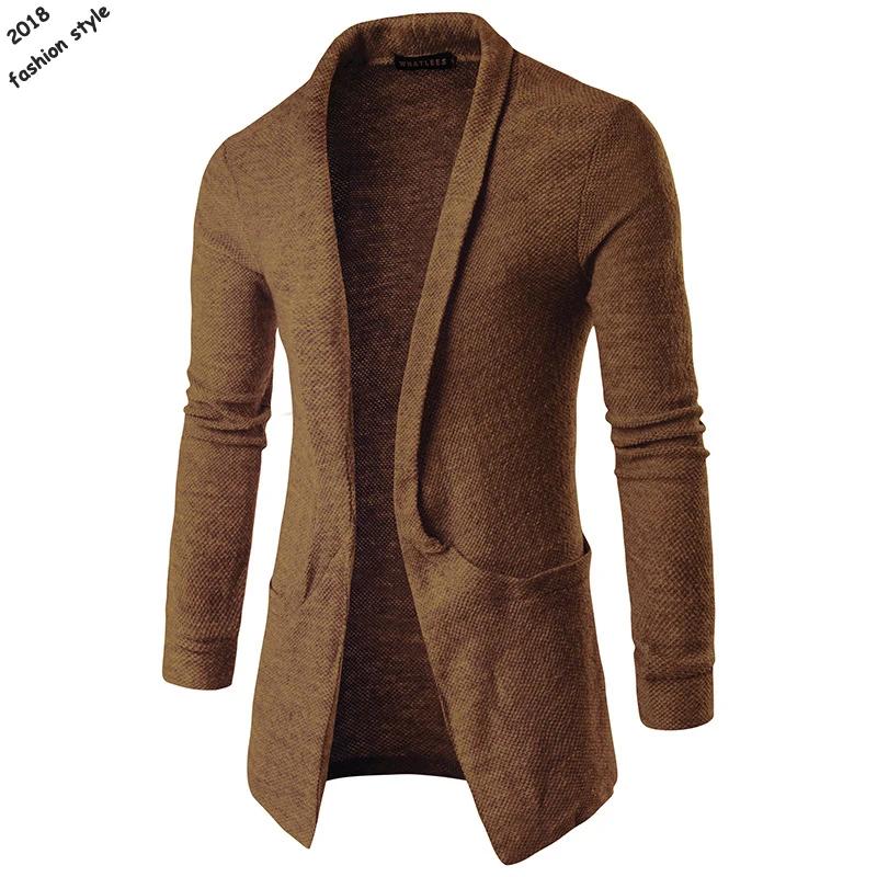 Бесплатная доставка Новинка осени 2018 стильный мужской кардиган с длинным
