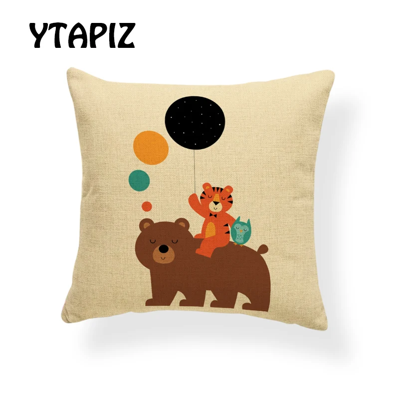 22 Цвет с животными из мультфильмов для подушки Чехол слон Кот Пингвин Единорог ленивый Улитка Ежик Лев украшение спальня диван наволочка - Цвет: 22