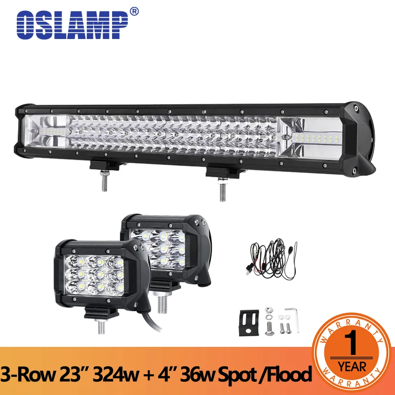 Oslamp 3 ряда Гавайская гитара 23 дюймов 324 Вт Светодиодный светильник бар Offroad