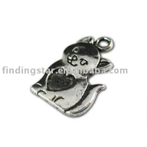 

FREE SHIPPING 300pcs Tibetan silver cat charm A11149