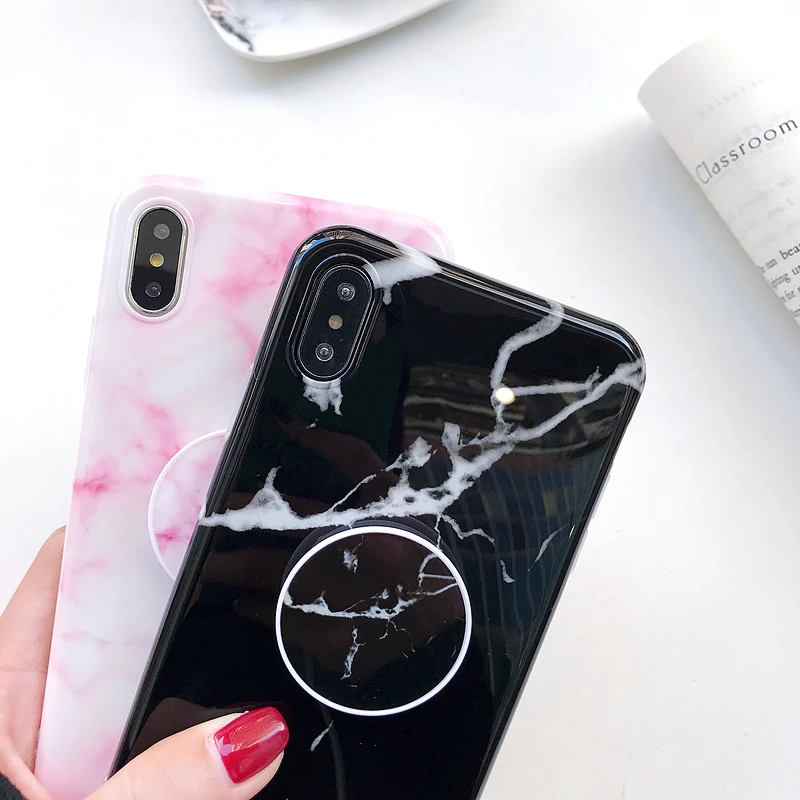 Модный Простой Мраморный Чехол-подушка безопасности для iPhone 7 чехол глянцевая