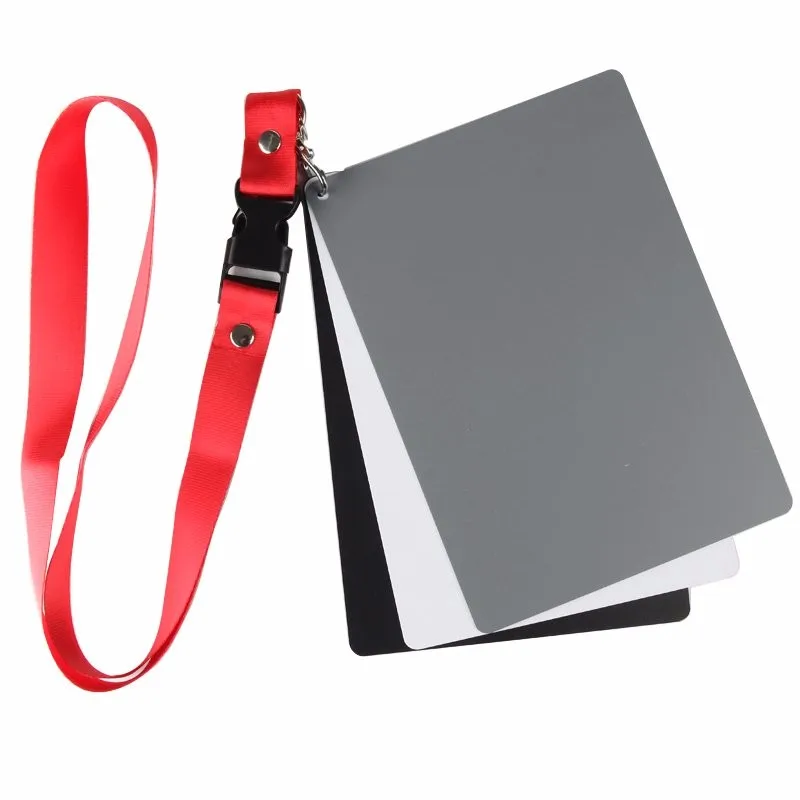 Аксессуары для камеры большого размера(17*12 см) цифровые карты баланса белого, черного, серого цвета 18% серая карта с шейным ремешком для цифровой фотографии