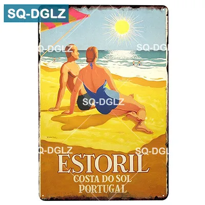 [SQ-DGLZ] Summer Hawaii Metal Tin Sign Aruba Plaque Paint Australia Wall Decor Beach Painting Plaques - Color: 1729