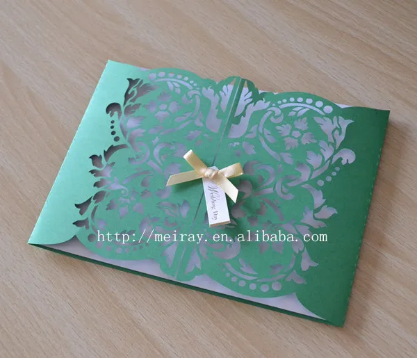 100 шт./лот Новогодние украшения! Пригласительные ворота с лазерной резкой зеленые