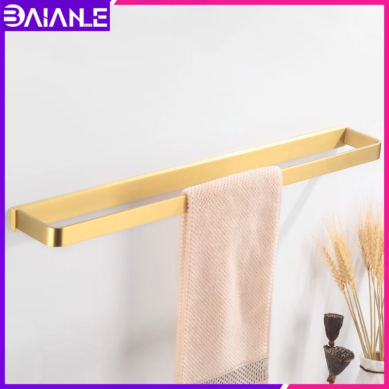 

Towel Bar Gold Brass Towel Holder Wall Mounted Washroom Toilet Towel Rack Hanging Holder Single Decorative Bathroom Accessories