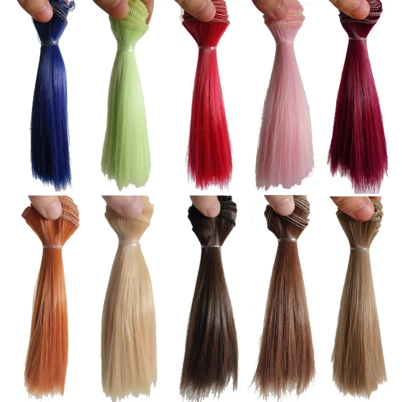 

Парики Для шарнирных кукол, 2 шт./лот, черные/коричневые синтетические волосы, 1/4 прямые парики для кукол, в розницу