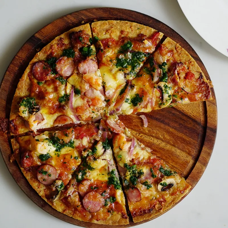 Круглые камни для пиццы из акации без краски толстая разделочная доска эко