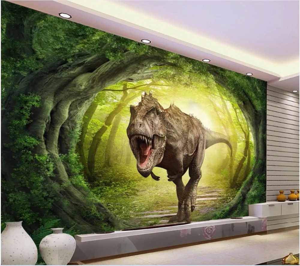 

3d обои на заказ роспись фото динозавр пейзаж мира лес Картина комната 3d фотобумага для стен 3 d