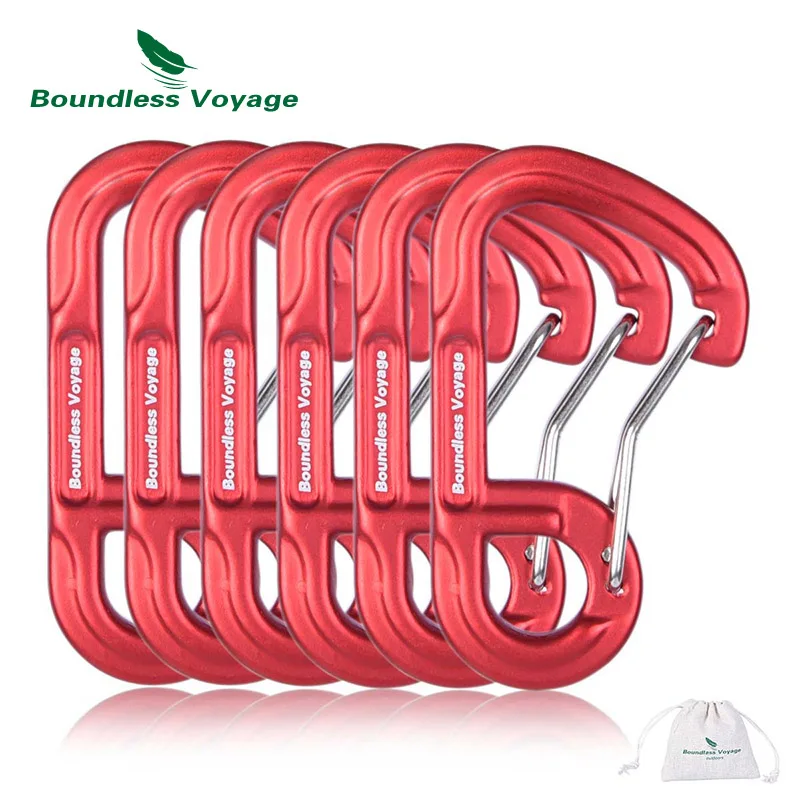 Red-6pcs Безграничный вояж на открытом воздухе 10 шт. d-образные винтовые карабины алюминиевый сплав Кемпинг Альпинизм альпинистская проволока - Цвет: Red-6pcs