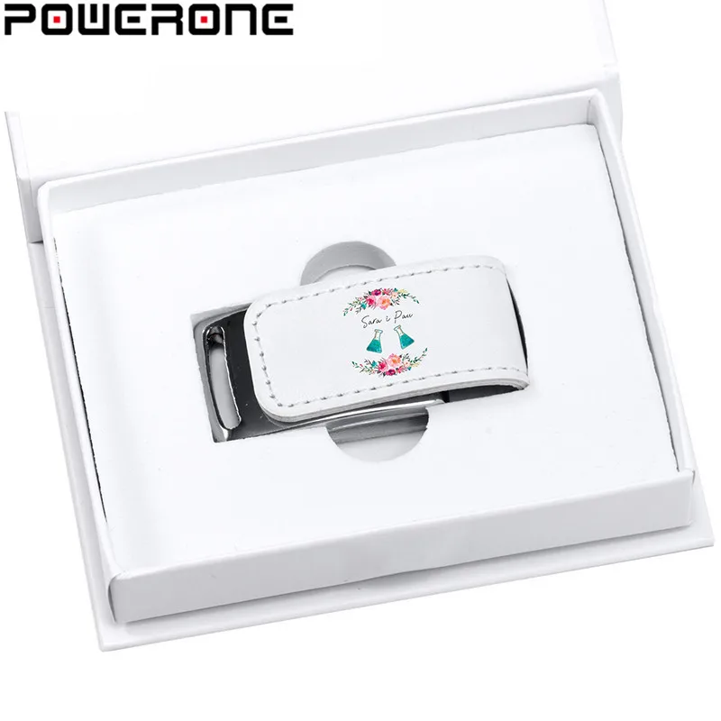 USB-флеш-накопитель POWERONE с логотипом на заказ для USB 2 0 64 ГБ 32 4 8 16 кожаный