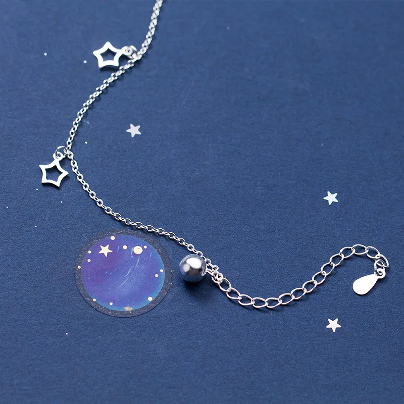 925 пробы серебро полые маленькая звезда Шарм ножной браслет для Для женщин