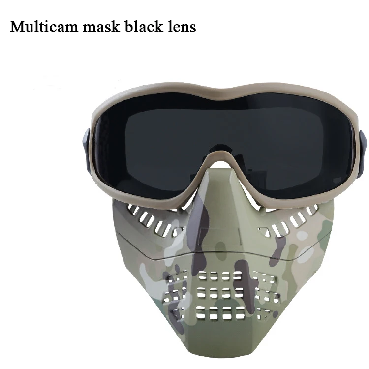 mc mask black len Тактическая страйкбольная пейнтбольная маска Боевая полная маска для лица Военная армейская защитная маска для Объектива CS игровая маска - Цвет: mc mask black len