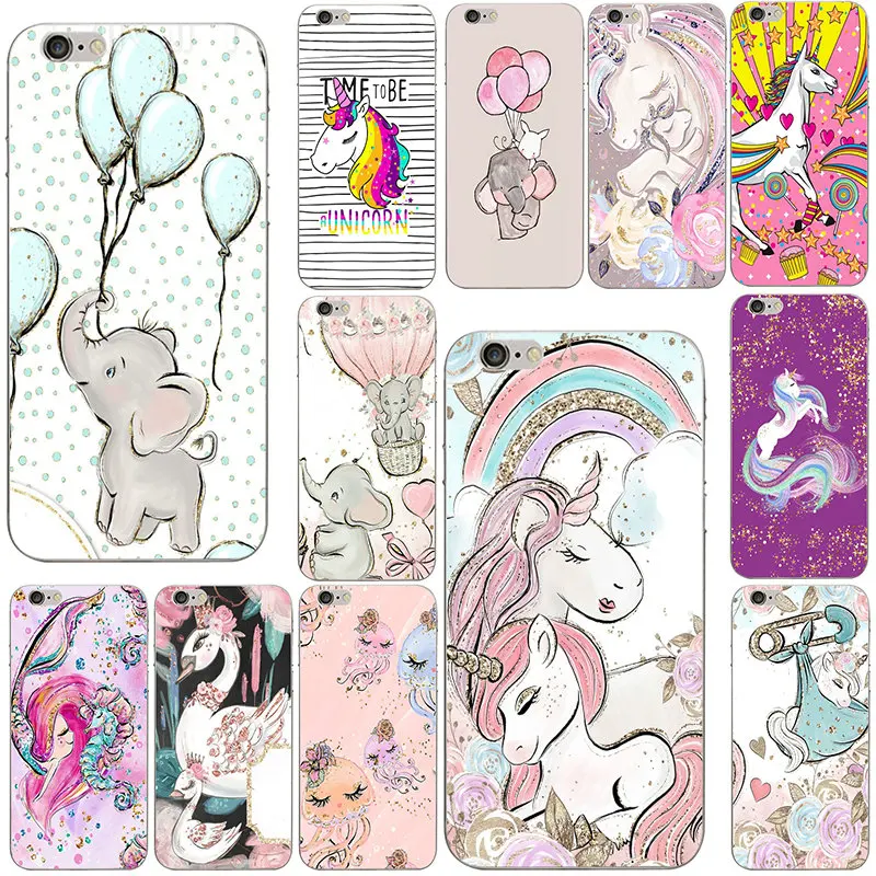 Мягкие силиконовые чехлы для мобильных телефонов из ТПУ Fantasy animals Baby Unicorns iphone 7 6 S 8