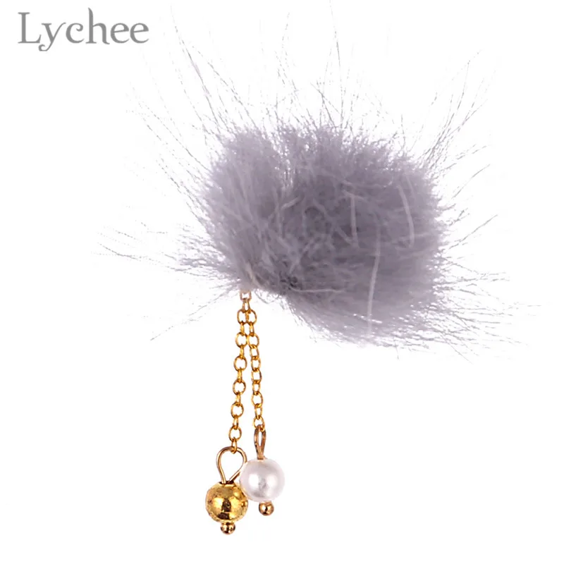 Lychee Модный меховой шар кисточки ногтей магнит женский брелки Kawaii помпон пушистые