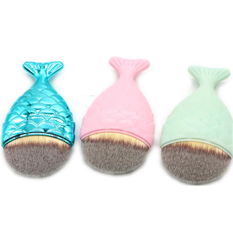 1 шт. большой круглый Top Фонд Русалка щетку мягкие волокна пудра Blush Brush портативный рыбий хвост Фонд Make up brush