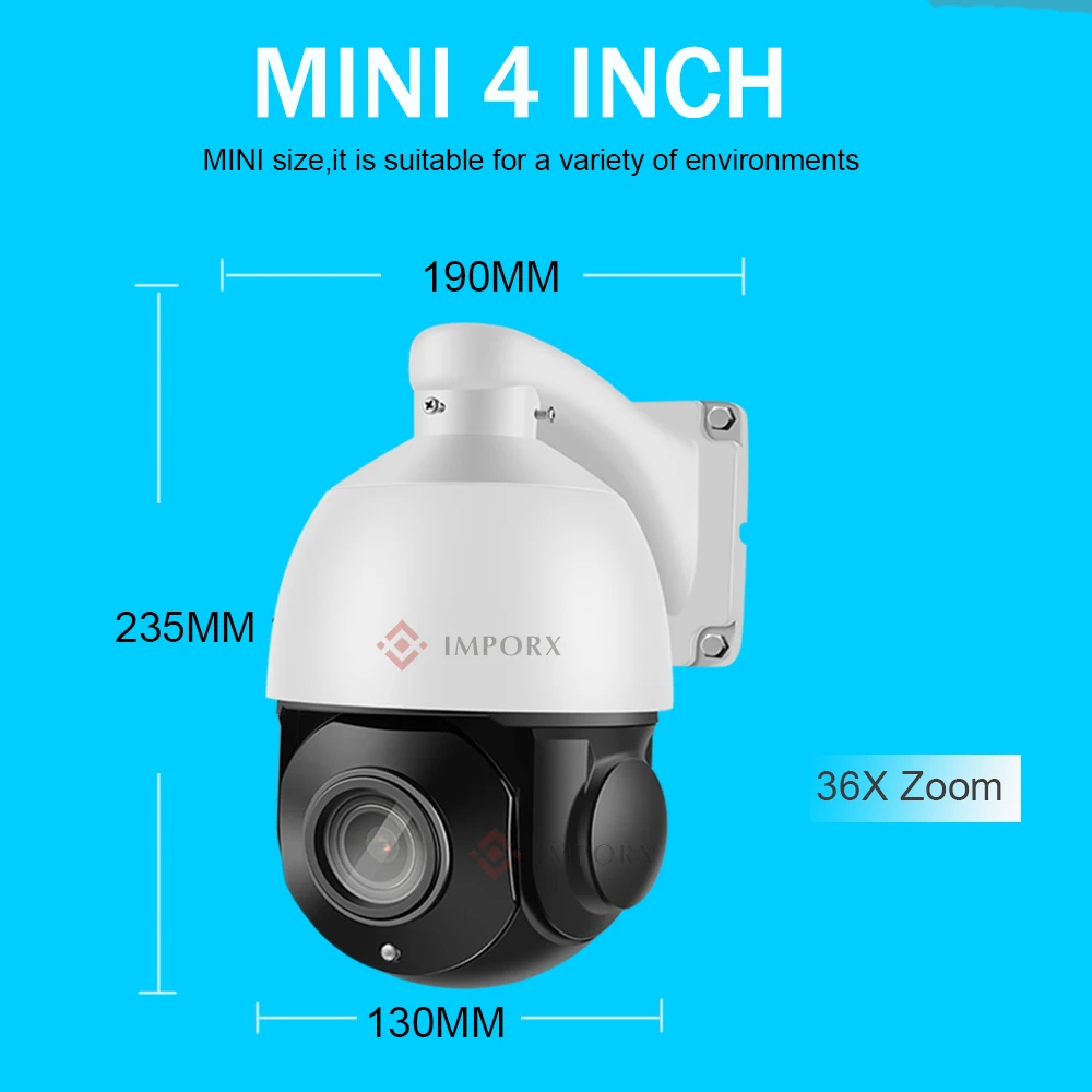 IMPORX 5MP POE PTZ IP камера 4 дюймовая аудио высокоскоростная купольная 36X Zoom наружная H.265