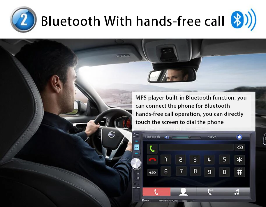7 дюймовый MP5 плеер с зеркальным сенсорным экраном стерео Bluetooth автомобильное