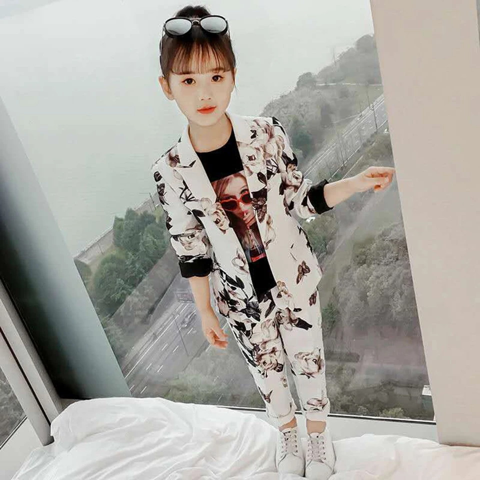 Комплект одежды из 2 предметов для маленьких девочек топ с цветочным принтом и