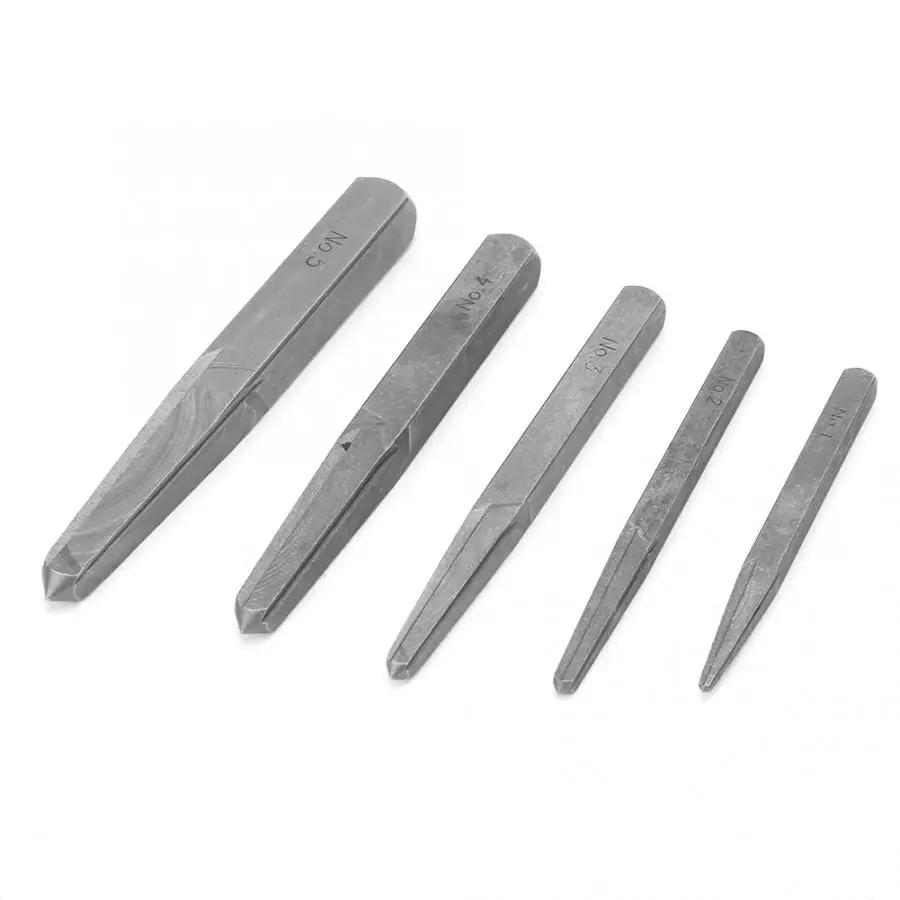 5pcs Screw Extractor Broken Damaged Bolt Easy Out Removal Tool Square Type Carbon Steel for Studs Bolts Household Electrician |