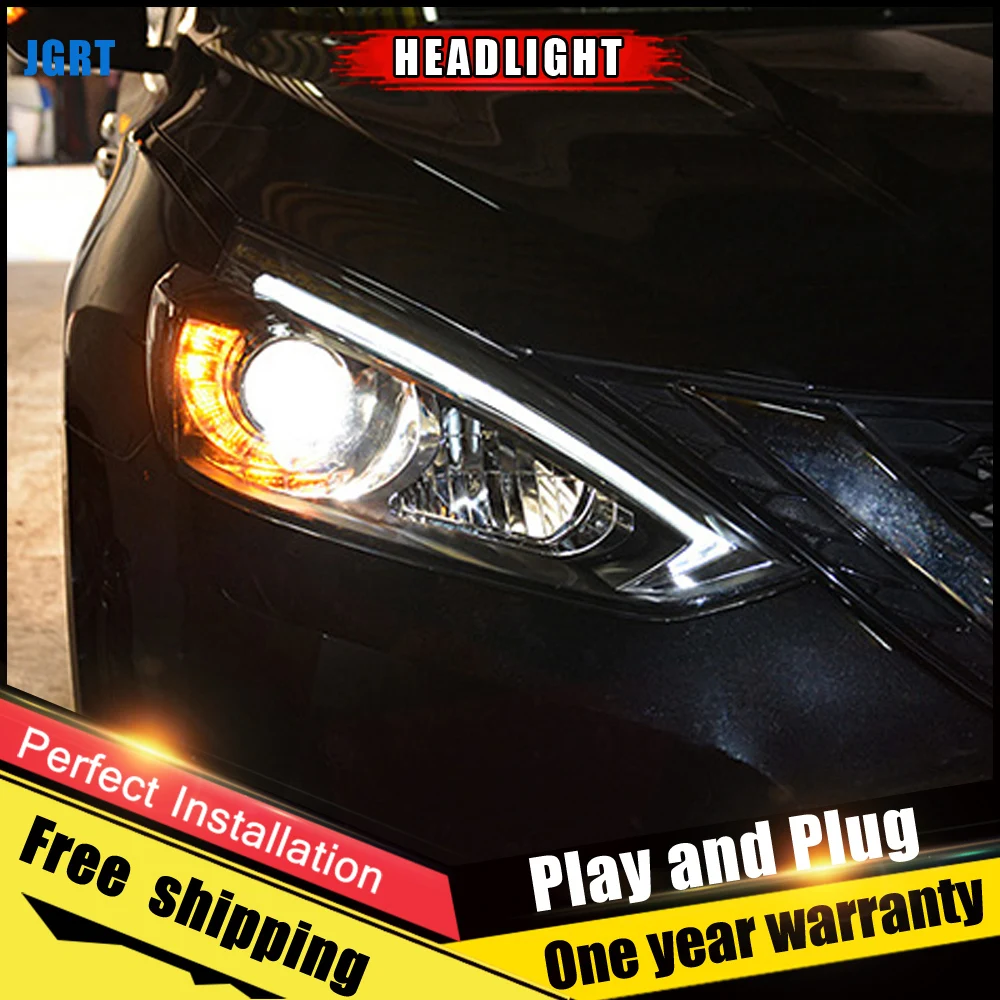 Автомобильный Стиль светодиодный фары для Nissan Sylphy Sentra X Trail 15 17 налобный фонарь DRL