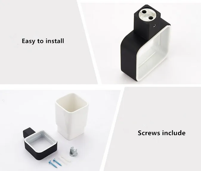

Free shipping Modern design black painting color bathroom accessories single tumbler holder ceramic toothbrush cup B51