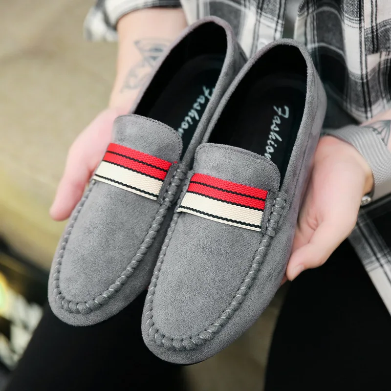 2018 autumn new peas shoes men's Korean version of a pedal frosted suede bean lazy casual fashion walking | Спорт и развлечения