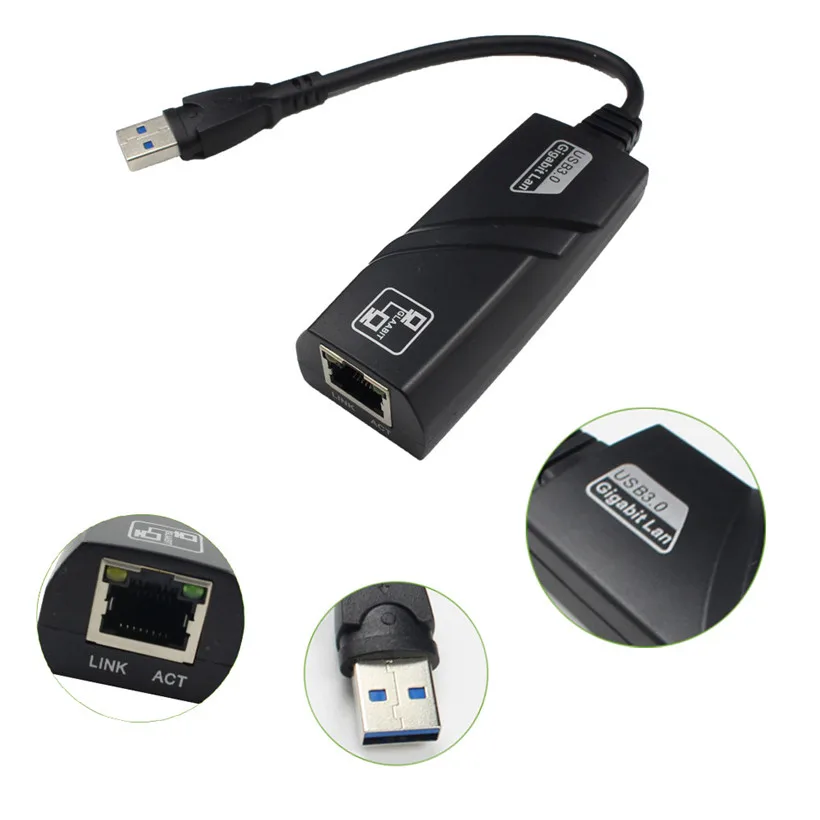 Сетевой адаптер с USB 3 0 на 10/100/1000 гигабитный RJ45 Ethernet LAN 1000 Мбит/с Прямая поставка
