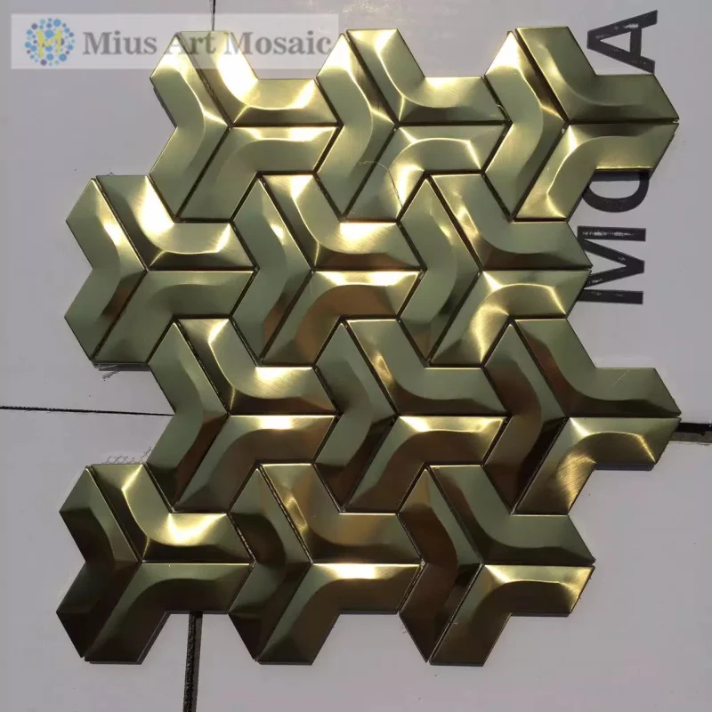 

3D gold metal mosaic tile stainless steel mosaic tiles